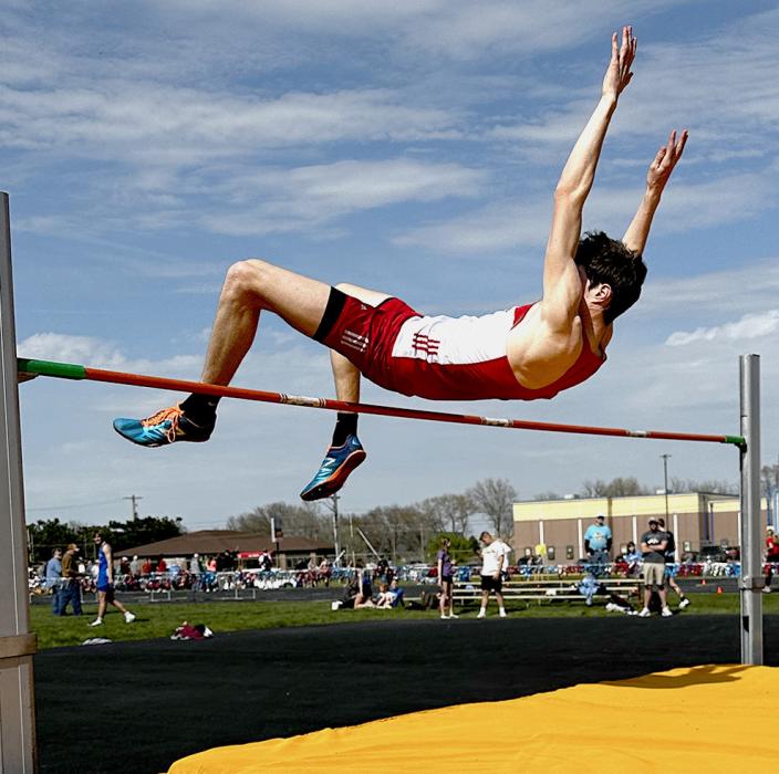 Isaac Cronin jumped 6’4” PR for a first place finish in the high jump.