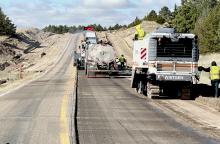 Road crews are busy working on 5.05 miles of Nebraska Highway 97 by Merritt Reservoir. Photo by Darrell Lurz