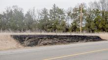 A vehicle fire caught this patch of grass on fire. The Valentine Fire Department had it taken care of within 45 minutes. Photo by Laura Vroman