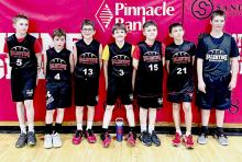 Valentine 2 Round Ball tournament team is pictured from L to R: Brantly Liddy, Kase Arganbright, Collier Reagle, Briggs Patterson, Ryker Liddy, Liam LaDeaux, and Mason Hamilton.