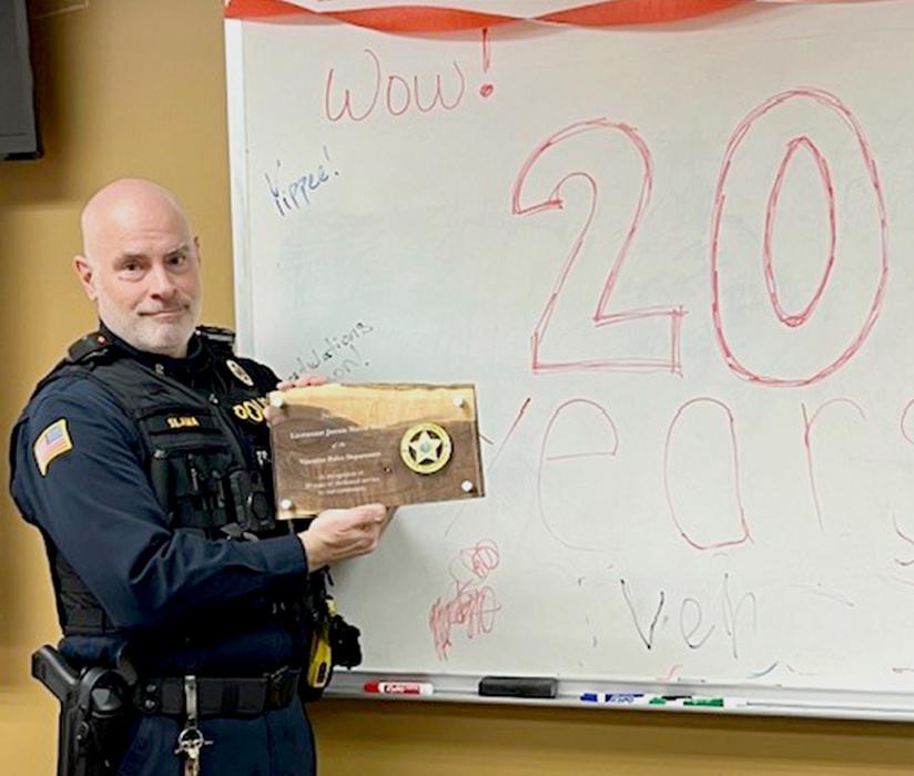 Lt. Jamon Slama celebrated 20 years with the Valentine Police Department.