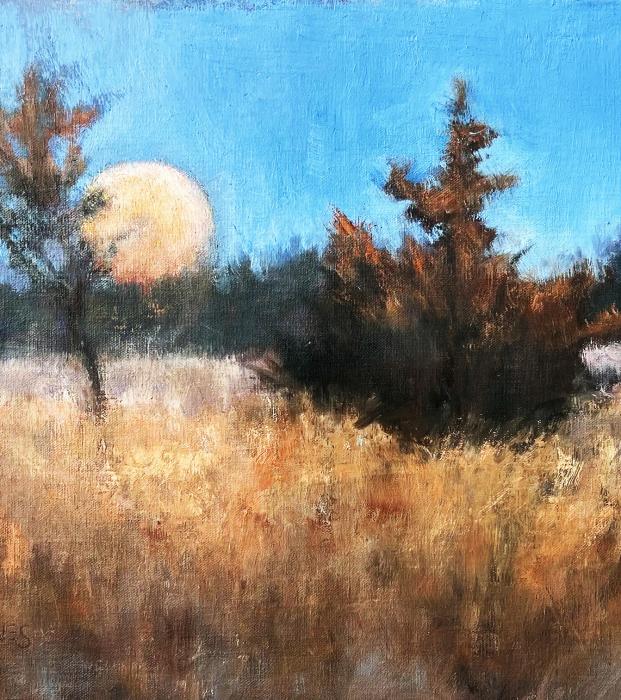 A cropped image of Roberta Barnes’ oil painting of the Sandhills is one of many on display at the Valentine Public Library through the month of August.