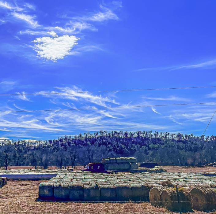 Watching caravans of hay roll into the Niobrara Valley has been a powerful reminder of the resilience and compassion rooted in this community - punctuated with a heart over the hay yard! Photo by Tina Boone