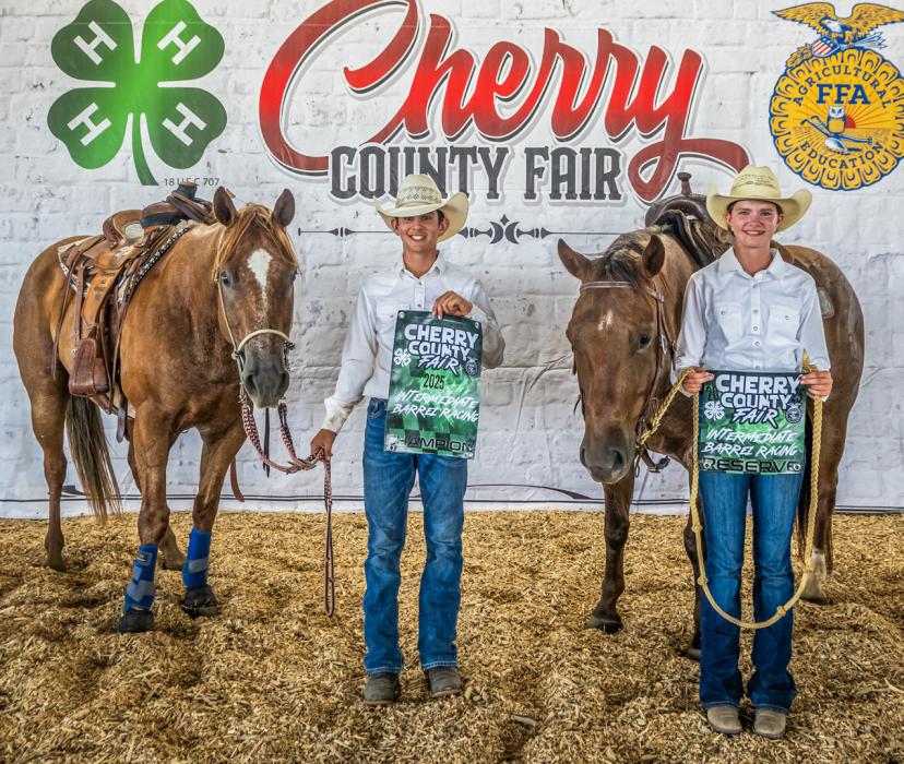 Intermediate Barrels Champion Treven Kenner, Reserve Shaye Kime.