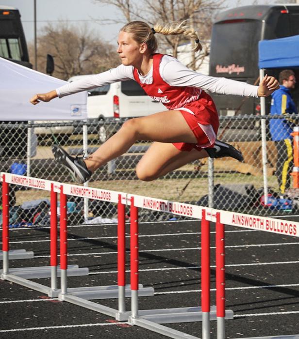Christen Larson placed seventh in the 300 meter hurdles with a season record of 55.86.