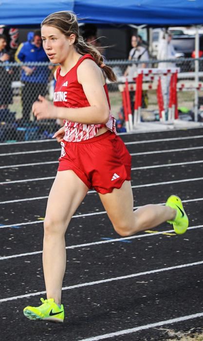 Annalena Nelson won the 800 Meter Run with a time of 2:35.76, a season record.