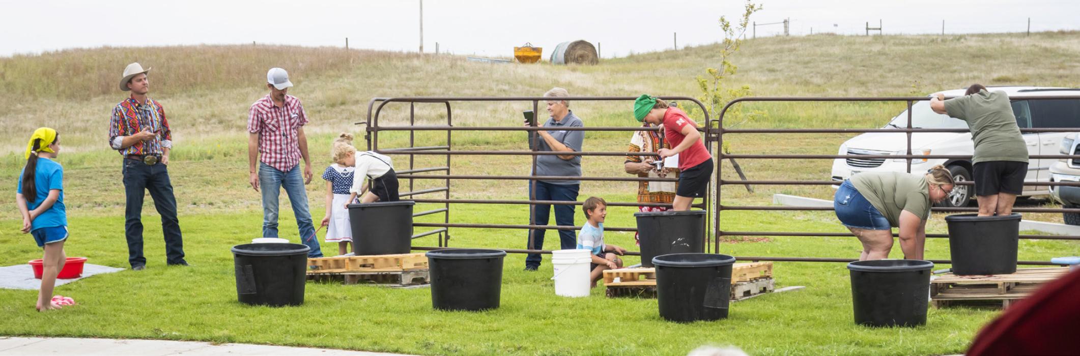Above, there was a fence to hang on to as the teams tried to get the most juice out in a five minute time span. Second from the left is Brock Moreland who was the timing judge.