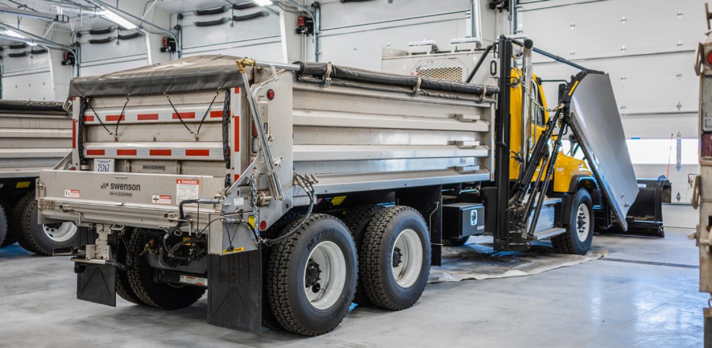 Above, they have two named trucks: Meowcicles and Snowbeast. The trucks feature stainless steel boxes for all the deicing. Computer screens inside for weather information, state of the art electronics and a camera to see what the driver is facing and his road conditions. “It also shows how fast they’re going. They shouldn’t be going more than 50 mph spreading sand. They should be 25 to 30 mph depending on the road. I’ve seen 25 back-end wrecks from people hitting the snow plow.”