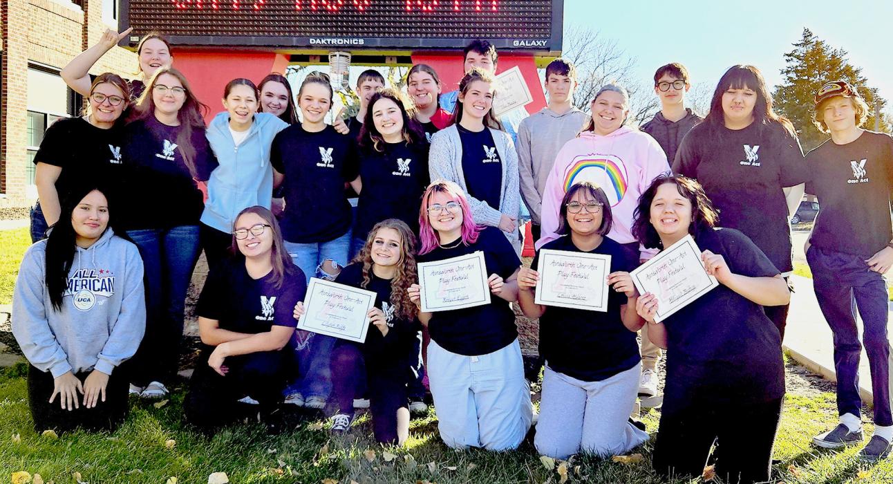 Valentine tied for first place at the Ainsworth One Act festival on Saturday, November 16, with the tiebreaker going to West Holt for judges’ preference, giving Valentine runner up accolades. Ainsworth placed third out of five teams.
