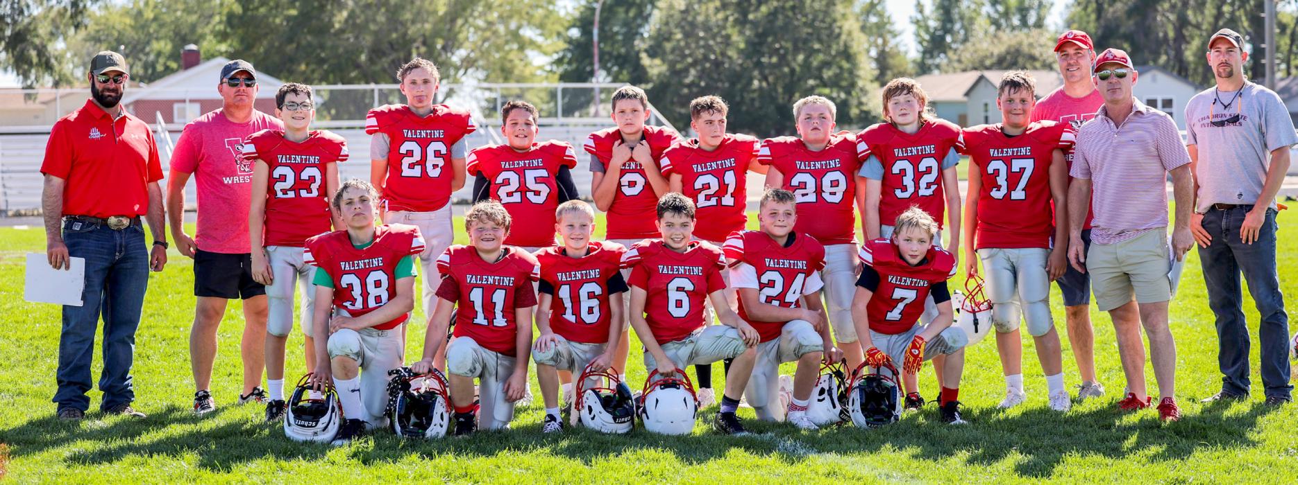 The sixth grade team is pictured, back row, L to R: Coach Zeb Graham, Coach Jim Bargen, Collier Reagle, Brantley Liddy, Tristan Bailey, Briggs Patterson, Kase Arganbright, Tate Ward, Sam Osborn, Dalton Graham, Coach Kurt Arganbright, Coach Robert Joseph and Coach Travis Connot. Front row, L to R: Ryker Liddy, Lincoln Bargen, Cooper Connot, Robert Burdick, Kade Arganbright and Maxx McSweeny.