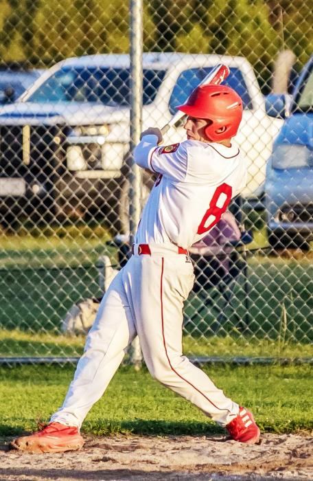 Number eight Parker Chavez in action at the plate.