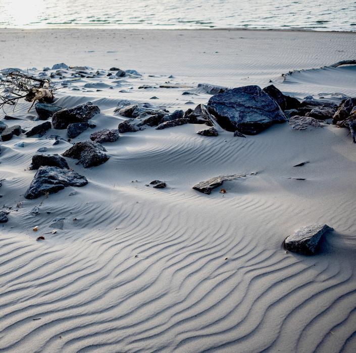 Enjoy the sandy beaches at Merritt Reservoir