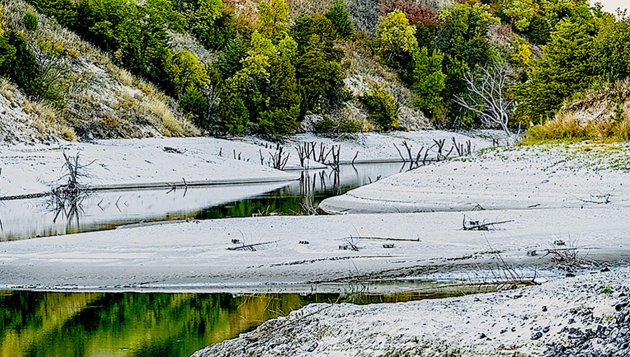 Enjoy the sandy beaches at Merritt Reservoir