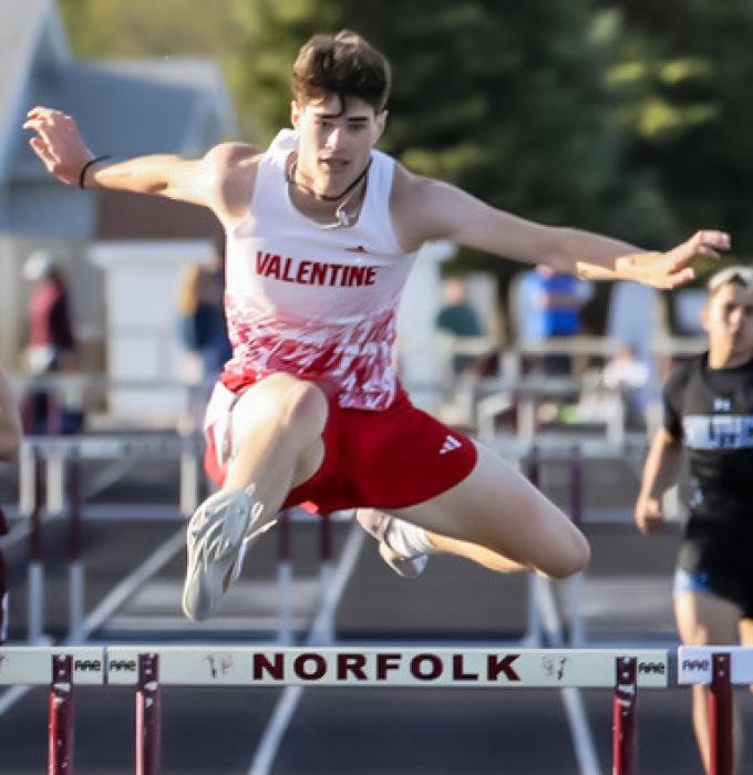 Isaac Cronin was the champion of the hurdle events. He had a new PR and school record of 14.89 seconds in the 110 Meter Hurdles.