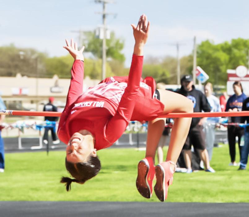 Aiden Hand brought home sixth place with a jump of 5’ .