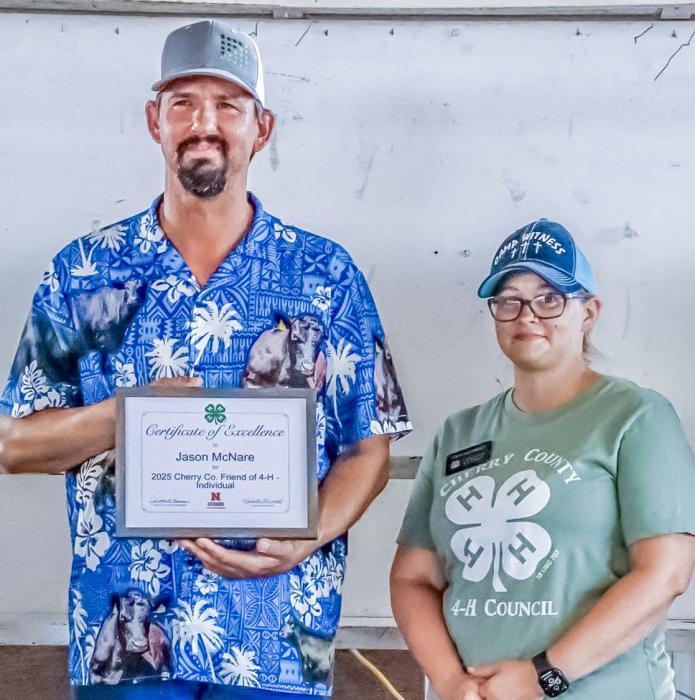 2025 Friend of 4-H is Jason McNare, pictured above holding his certificate of Excellence. Photos by Tina Boone Photography