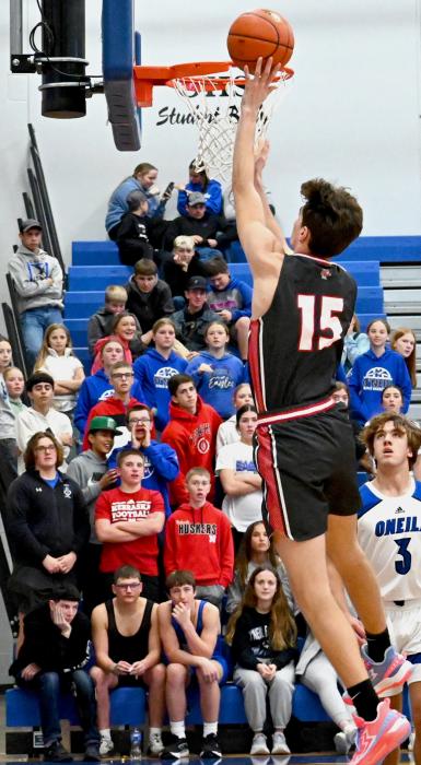 Isaac Cronin goes for 2 points in O’Neill. Photo by Emma Kreutner