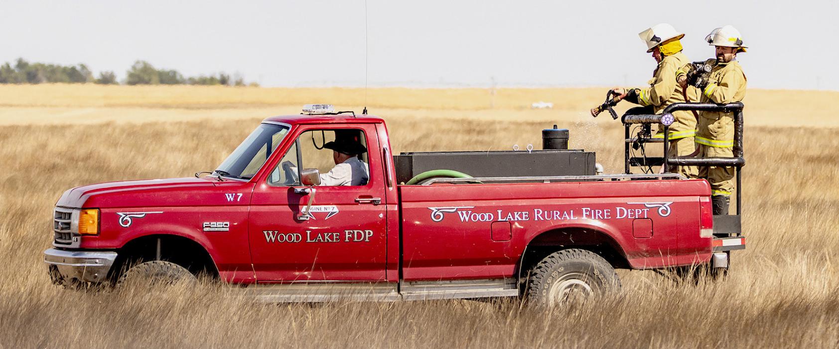 Wood Lake Rural Fire District was on hand as mutual aid to help with the fire on Johnson Road, Thursday, October 3, 2024. Photos by Laura Vroman