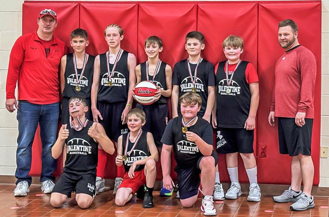 Pictured are back row, L to R: Assistant Coach Allen Daugherty, Eli Huddle, Wade Daugherty, Banks Beebout, Cruz Joseph, Caden Gale, Head Coach DJ Shallenberger Front row, L to R: Tilden Foster, Liam Tenhouse, Harrison Bargen. Not pictured Ty Benson.