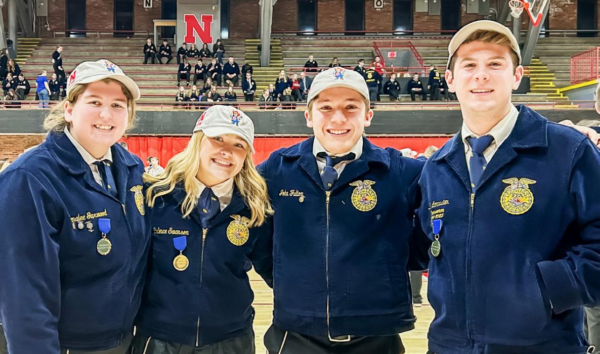 Seniors Jenalee Garwood, Cadence Swanson, John Fulton and Doc Lancaster are all planning to attend UNL. Photo by Nina Maria Nelson