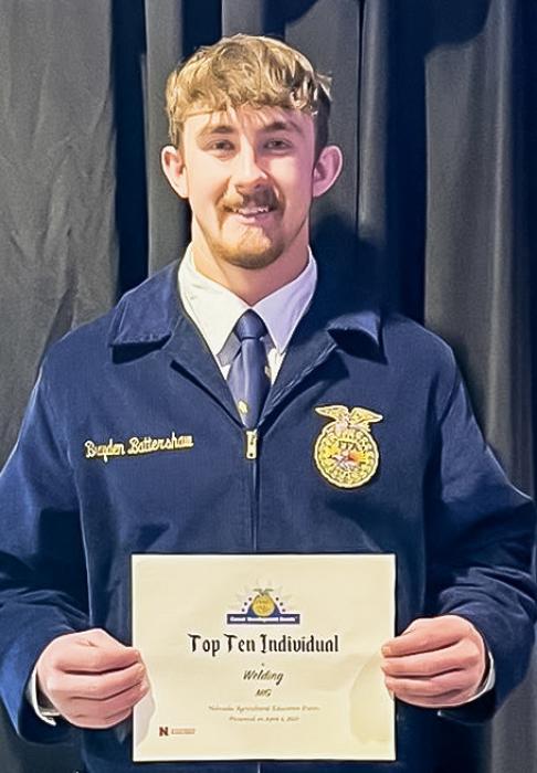 Brayden Battershaw earned sixth place in MIG welding.