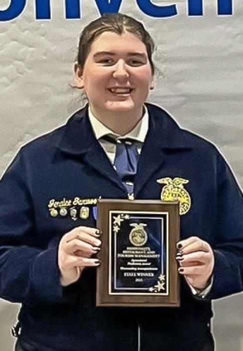 Jenalee Garwood earned first place with her proficiency in the category of Hospitality, Restaurant, and Tourism Management.