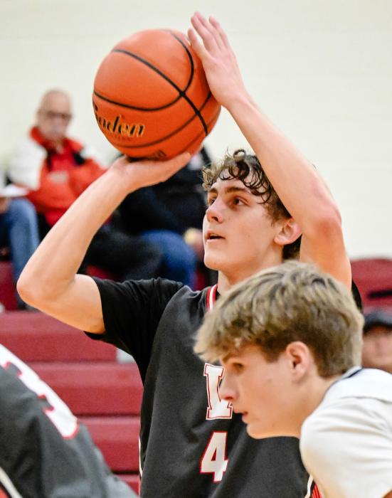 Dominic Beebout squares up for a free throw during their final round of the SWC vs. McCook. Photo by Harvey Dean Fast Horse
