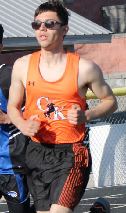 CK senior Tylan Blume in action during the 800M run at the Alliance Invite. Blume would finish the race in fifth place for Cody-Kilgore.