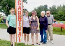 “Jerry and Mary Henderson have been a huge influence and continue to support and help the girls so much,” said Troop Leader Tonia Kaup. Pictured are from L to R: Ruthie Kaup, Ellison LaDeaux, Lilybet Rolfe, Mary and Jerry Henderson.