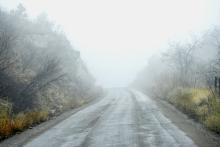 Headed up Fish Hatchery Road, the fog was so thick visibility was greatly reduced, Friday, February 2, 2024. Photo by Laura Vroman