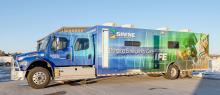 The SimNE truck was the learning center for local EMS and law enforcement training. There are two “classrooms” inside the semi; one that is arranged to simulate the inside of an ambulance and the other as an emergency room. Photos by Laura Vroman