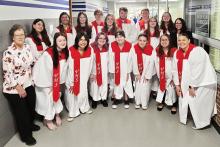VHS Choir are pictured back row, L to R: Alexis McCullough, Rylie Sexson, Neeley Cronin, Tryston Gaver, Marybelle Ward, Titus Maunu, Isaac Cronin, Praise Maunu, Hope Woodraska, and instructor Bethany Springer. Front row, L to R: Connie Rhoades, Keeleigh Burge, Anithia Red Bird, Lilybet Rolfe, Evelyn Rolfe, Suryia Huff, Brooklyn Coyle, and Sari LaDeaux.