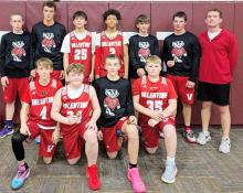 Back row, L to R: Wade Daugherty, Connor Lurz, Andrew Red Bird, Royal Foote, Eli Huddle, Mason Hamilton, Coach Brooks Coleman. Front row, L to R: Banks Beebout, Harrison Bargen, Ty Benson, Caden Gale.
