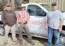 Your City of Valentine Water Department is from L to R: Michael Battershaw, Ty Tinant, and Justen Elliott. Photo by Laura Vroman