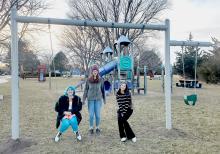Lilybet Rolfe, Ruthie Kaup and Ellison LaDeaux with the swing set they raised funds to have installed at Ecology Park. This project allowed them to earn their Silver Award with Girl Scout Troop #268. The Cadets held a carnival this past July with fun, games, and prizes to help raise funds for this addition.