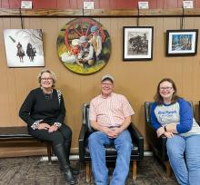 Pictured at the Artists Reception are from L to R: Linda Teahon of Thedford, David Dorsey of Valentine, and Bobbi Roshone of Valentine.