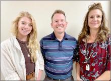 Cody-Kilgore Unified Schools has new faculty and staff. They are pictured, L to R: Angela Anderson, Tony Galvin, and MacKenzie Yordy. Pictured below at far right is April Rhodes. Photo by Ms Richie