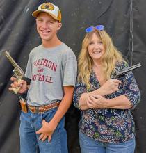 Winners of the Sparks NE Spurs gun giveaway are from L to R: Heath Larsen and Cindy Weller.