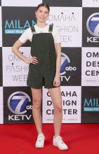 Kate Cox in her outfit modeled at Omaha Fashion Week