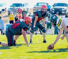 Dylan Naslund #54 and Jasper Roseberry#21 ready on the defensive line. Photos by Shontell Roseberry