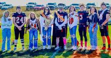 Cody-Kilgore Royalty are pictured from L to R: Freshman Attendant Maddie Leithead, Sophomore Attendants Hesston Fay and Jakelyn Calkins, Queen Aubree Johnson and King Cooper Fay, Junior Attendants Kate Cox and Tristan Fish, Princess Mikah Vander Wey and Prince Drew Farrell. Photos by Shontell Roseberry