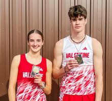 Congratulations to Paige Sprenger and Isaac Cronin, who received the award of Male and Female Athletes of the track meet. Both of them won all of their events of the day. Congratulations to both teams for bringing home the championship of the meet. The coaches were very pleased with all of their individual and team performances. Keep up the good work. The Badger track team will travel to O’Neill on Thursday, April 17. Photo by Danielle Arganbright