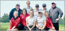 The Lady Badgers golf team are pictured back row, L to R: Coach Houdek, Rylee Wackler, Tierney Miller, Joni Cox, Coach Muirhead. Front row, L to R: Grace Murphy, JoJo Jordan, Kaetryn Bancroft, Kaylee Hanson, and Marybelle Ward.