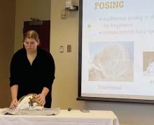 Jenalee delivers her Senior Illustrated Presentation titled: From Nose to Tail, Rabbit Showmanship 101, where she received a purple and blue ribbon.