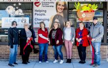 Pictured at the Northwest Community Action Partnership’s Ribbon Cutting are from L to R: Marie Arendt, Nadeane Allard, Bonnie Beckstrom, Kristin Alvarez - local liasion, Jenny Moore, Carolyn Moore, and Trenton Solida. Photo by Laura Vroman