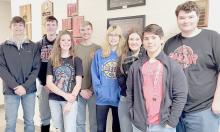Selected to Honor Bands and Choirs are from L to R: Nathan Perrett, James Woodraska, Marybelle Ward, Grant Springer, Neeley Cronin, Grace Maunu, Kadon Wenig, and Titus Maunu.