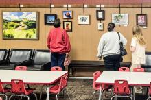 Amazing art work is on display at the Valentine Public Library through the end of March, that has been collected by Sand Painter Art Club members. Photo by Laura Vroman