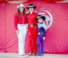 There were 12 contestants who tried for the Cherry County Rodeo Royalty with the winners pictured from L to R: Jayda From, Syndee Jo Holmes, and Madi Worm. Photo by Eve Millar