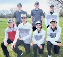The team is pictured, back row, L to R: Cooper Jordan, Jackson Ravenscroft, and Logan Muirhead. Front row, L to R: Garrett Cumbo, Reeves Witte, Kanzas Kellum, and Caden Stankoski.