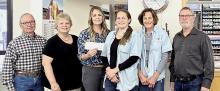 Pictured are from L to R: Sandhills Area Foundation board member Monty Neiffer, SAF Executive Director Carolyn Moore, board member Talia Benson, Samantha (Millard) Hand, Tammy Millard of Scotty’s, and board member Steve Brown receiving the first monthly check from the Round-Up for scholarships initiative which totaled $1,908.73 for the month of September. A grand total of $2,148.26 has been raised for students. Photo by Laura Vroman